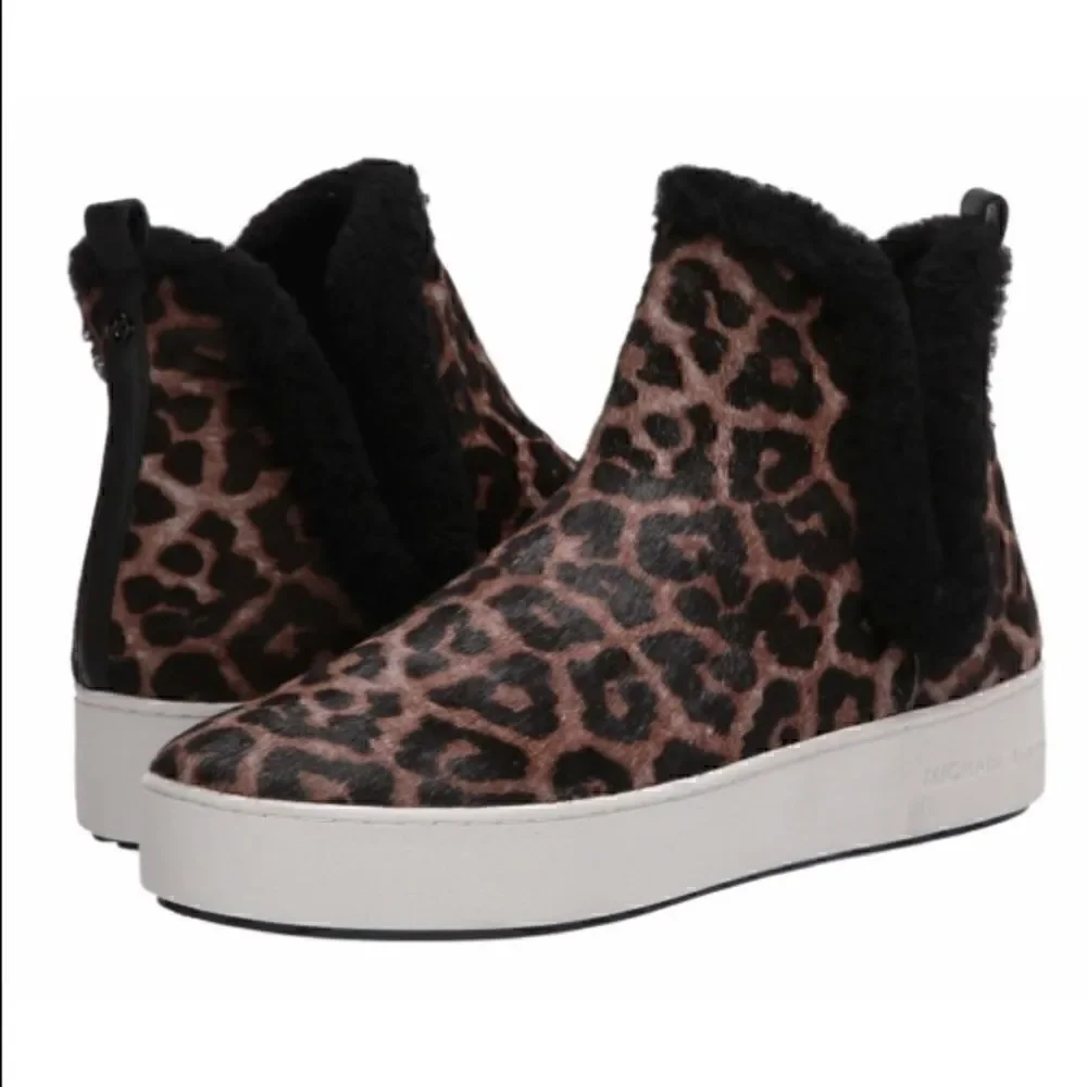 Micheal KORS Ashlyn Leather Slip On Leopard Bootie